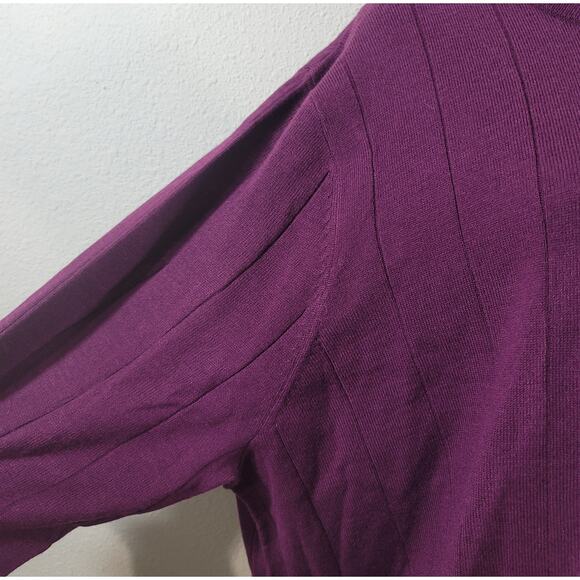 Roaman's Plum Purple High Crew Neck Long Sleeve Top 2X 26W 28W Lightweight - Picture 6 of 6